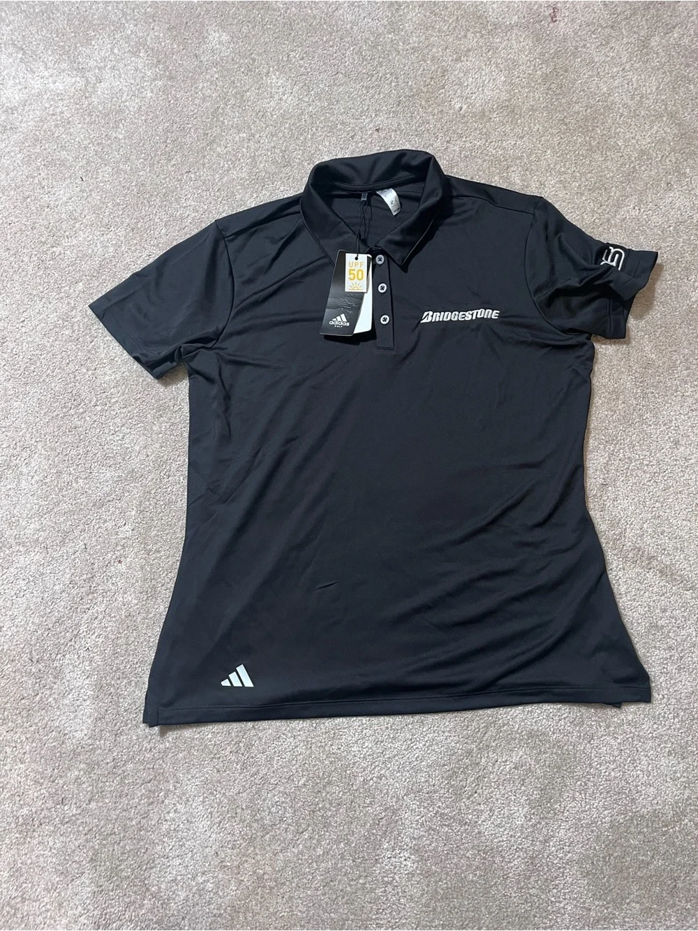 adidas Men’s Black Bridgestone Logo Golf Polo